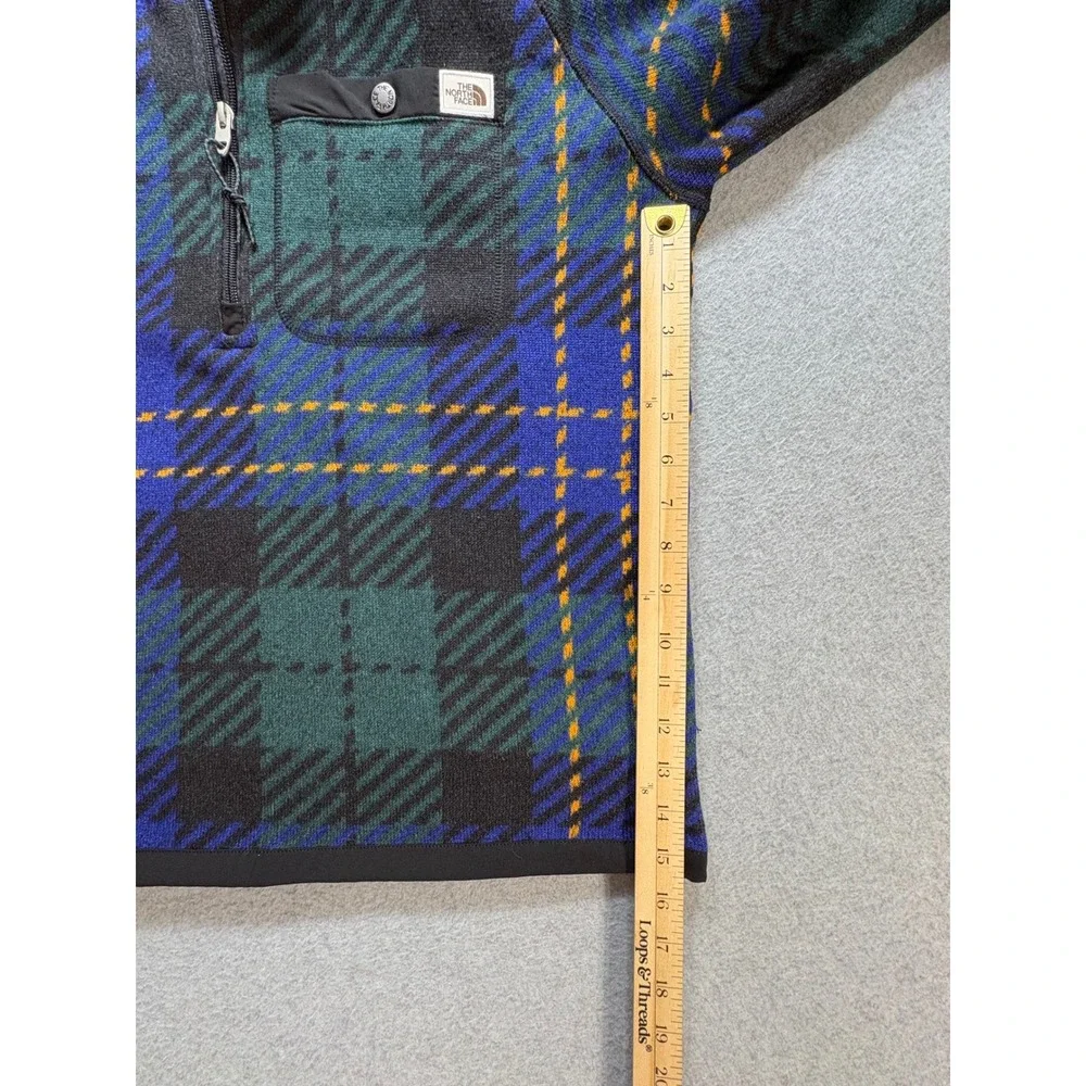 The North Face Mens Plaid Fleece Quarter Zip Pullover Blue Green NF0A7WR8 FA22 M